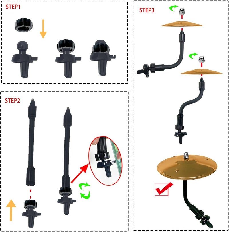 SCCUP Car Cymbals for Drummers, Mount Vent Grip with Joint Ball, Finger Cymbals, Easy to Install, Drummer Gifts for Music Lovers, Road Trips & Drum Enthusiasts, 5.7 Inch Drum Cymbal with Bright Sound - Image 4